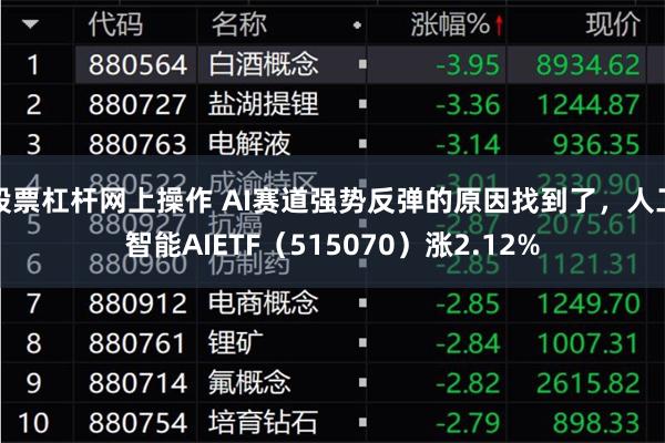 股票杠杆网上操作 AI赛道强势反弹的原因找到了，人工智能AIETF（515070）涨2.12%