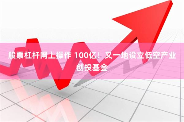 股票杠杆网上操作 100亿！又一地设立低空产业创投基金