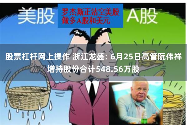 股票杠杆网上操作 浙江龙盛: 6月25日高管阮伟祥增持股份合计548.56万股