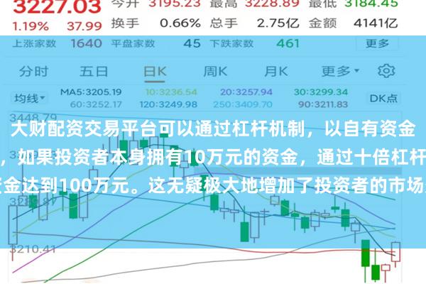 大财配资交易平台可以通过杠杆机制，以自有资金的十倍进行投资。例如，如果投资者本身拥有10万元的资金，通过十倍杠杆，他们可以操作的资金达到100万元。这无疑极大地增加了投资者的市场影响力和潜在收益。主要
