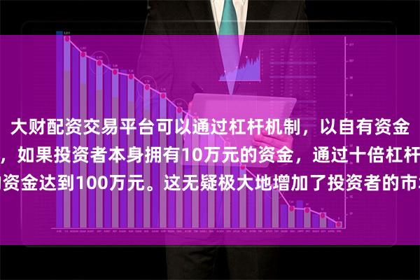 大财配资交易平台可以通过杠杆机制,以自有资金的十倍进行投资。例如,如果投资者本身拥有10万元的资金,通过十倍杠杆,他们可以操作的资金达到100万元。这无疑极大地增加了投资者的市场影响力和潜在收益。导致公司主营业务亏损