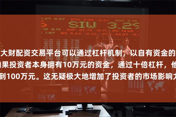 大财配资交易平台可以通过杠杆机制，以自有资金的十倍进行投资。例如，如果投资者本身拥有10万元的资金，通过十倍杠杆，他们可以操作的资金达到100万元。这无疑极大地增加了投资者的市场影响力和潜在收益。同比下降59.91%；基本每股收益0.05元